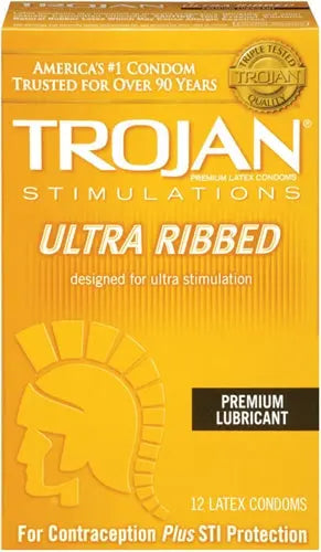 Trojan Stimulations Ulta Ribbed - 12 Pack TJ94752