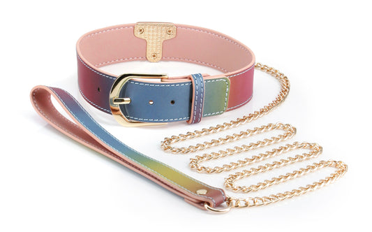 Spectra Bondage - Collar and Leash - Rainbow NSN-1311-02