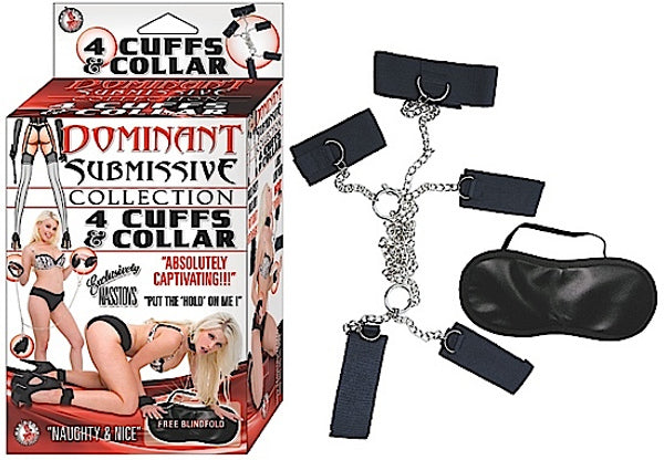 Dominant Submissive 4 Cuffs and Collar - Black NW2280-0