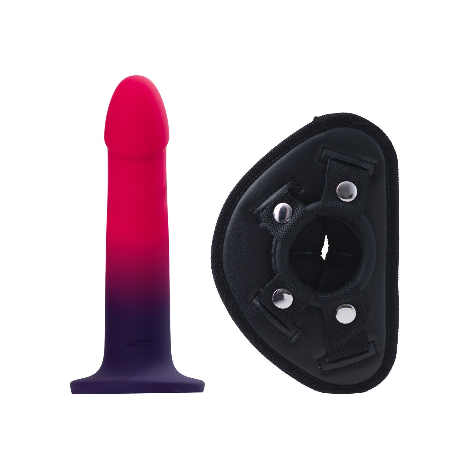 Duo Semi-Realistic Dildo With Harness -  Pink/purple VI-A0209